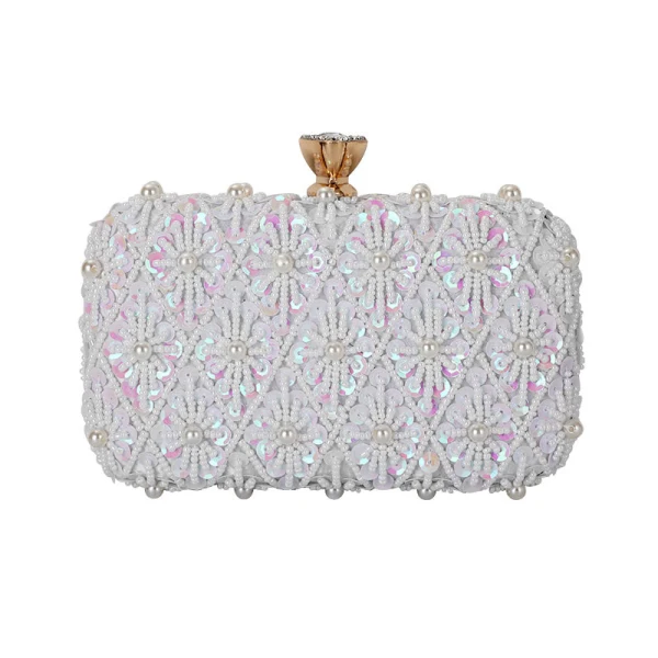 Sparkly Navy Blue Sequins Beading Square Clutch Bags 2020 Metal Rhinestone