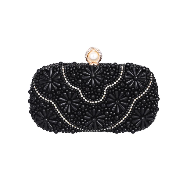 Elegant Ivory Square Wedding Clutch Bags 2020 Metal Rhinestone Pearl