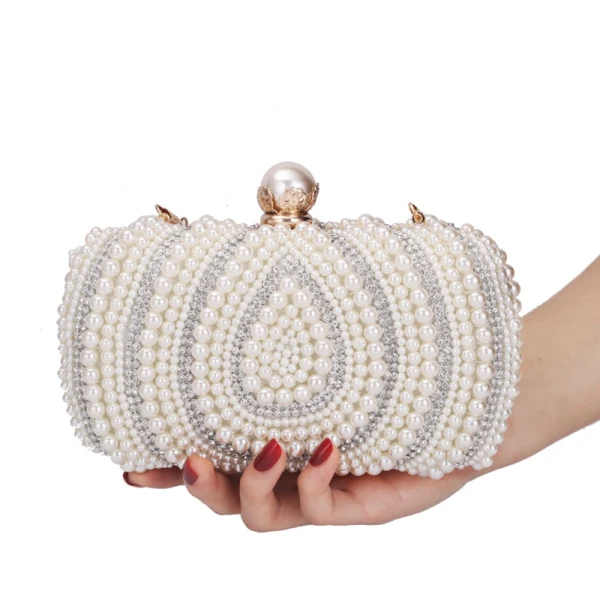 Elegant Square Wedding Clutch Bags 2020 Metal Rhinestone Pearl