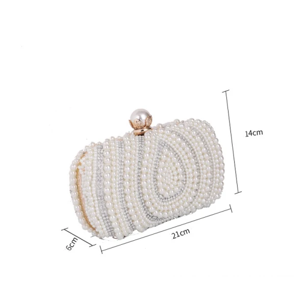 Elegant Square Wedding Clutch Bags 2020 Metal Rhinestone Pearl