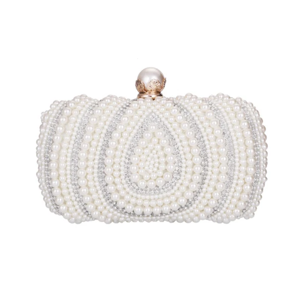 Elegant Square Wedding Clutch Bags 2020 Metal Rhinestone Pearl