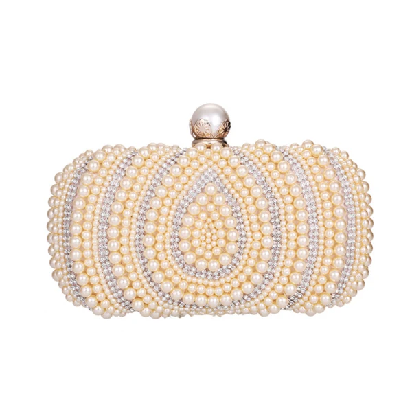 Elegant Square Wedding Clutch Bags 2020 Metal Rhinestone Pearl