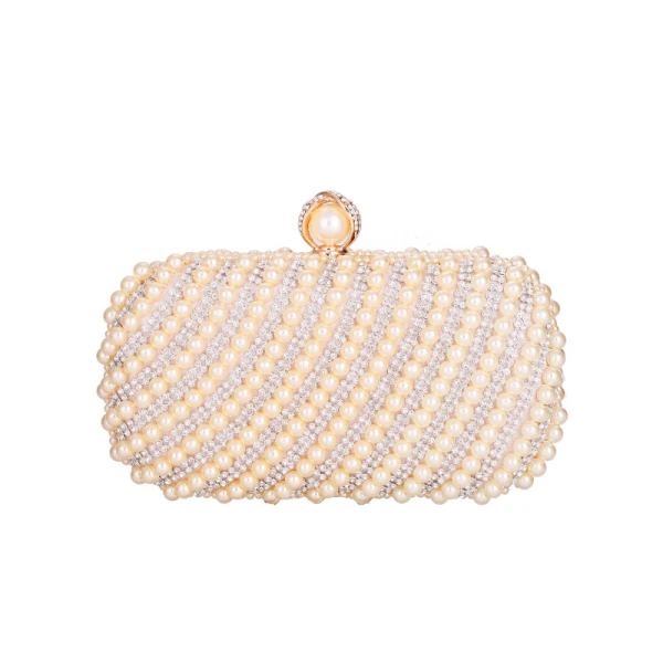 Chic / Beautiful Square Clutch Bags 2020 Metal Pearl Rhinestone