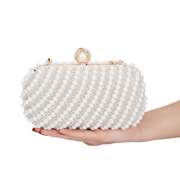 Chic / Beautiful Square Clutch Bags 2020 Metal Pearl Rhinestone