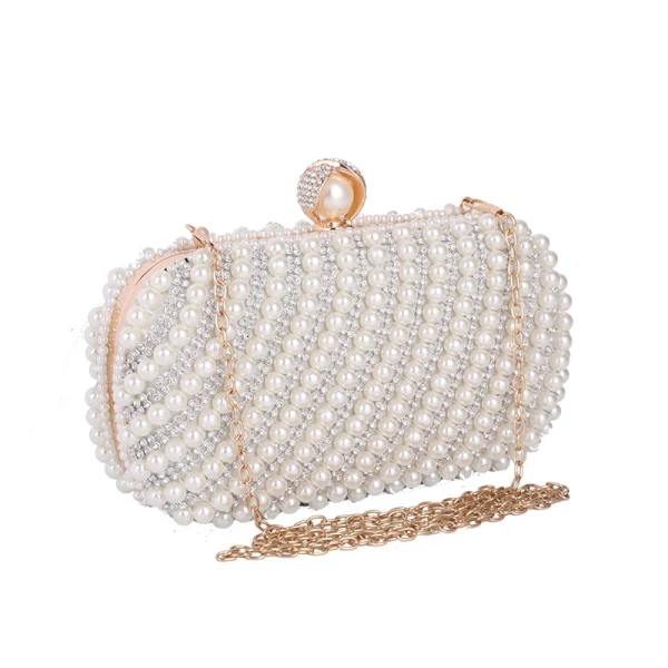 Chic / Beautiful Square Clutch Bags 2020 Metal Pearl Rhinestone