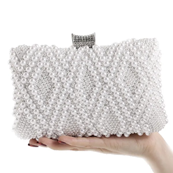 Elegant Ivory Pearl Round Wedding Clutch Bags 2020
