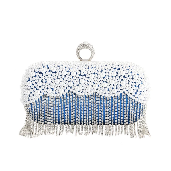 Mode Cuir Verni Carrés Pochette 2020 Métal Faux Diamant Gland Perle