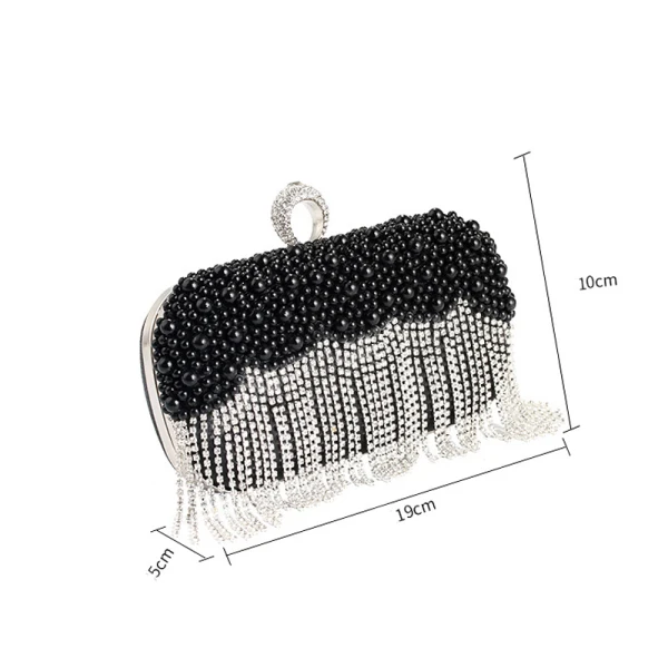 Mode Cuir Verni Carrés Pochette 2020 Métal Faux Diamant Gland Perle