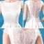 Affordable Ivory Satin Bridal Wedding Dresses 2020 A-Line / Princess Scoop Neck Sleeveless Pierced Appliques Lace Sweep Train Ruffle