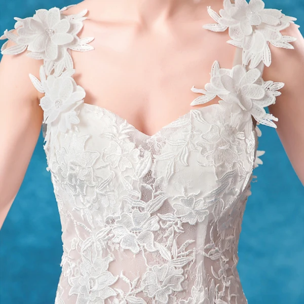 Illusion Affordable White Beach Pierced Wedding Dresses 2020 A-Line / Princess Shoulders Sleeveless Backless Appliques Flower Beading Sweep Train
