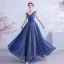 Chic / Beautiful Royal Blue Lace Evening Dresses  2020 A-Line / Princess See-through Scoop Neck Sleeveless Backless Appliques Lace Floor-Length / Long Ruffle Beading Formal Dresses