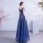 Chic / Beautiful Royal Blue Lace Evening Dresses  2020 A-Line / Princess See-through Scoop Neck Sleeveless Backless Appliques Lace Floor-Length / Long Ruffle Beading Formal Dresses
