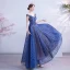 Chic / Beautiful Royal Blue Lace Evening Dresses  2020 A-Line / Princess See-through Scoop Neck Sleeveless Backless Appliques Lace Floor-Length / Long Ruffle Beading Formal Dresses