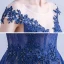 Chic / Beautiful Royal Blue Lace Evening Dresses  2020 A-Line / Princess See-through Scoop Neck Sleeveless Backless Appliques Lace Floor-Length / Long Ruffle Beading Formal Dresses