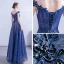 Chic / Beautiful Royal Blue Lace Evening Dresses  2020 A-Line / Princess See-through Scoop Neck Sleeveless Backless Appliques Lace Floor-Length / Long Ruffle Beading Formal Dresses