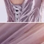 Chic / Beautiful Pearl Pink Gradient-Color Purple Evening Dresses  2020 A-Line / Princess V-Neck Sleeveless Appliques Lace Beading Sweep Train Ruffle Backless