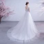 Illusion Affordable White Bridal Wedding Dresses 2020 A-Line / Princess V-Neck Sleeveless Backless Appliques Lace Court Train Ruffle