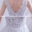 Illusion Affordable White Bridal Wedding Dresses 2020 A-Line / Princess V-Neck Sleeveless Backless Appliques Lace Court Train Ruffle