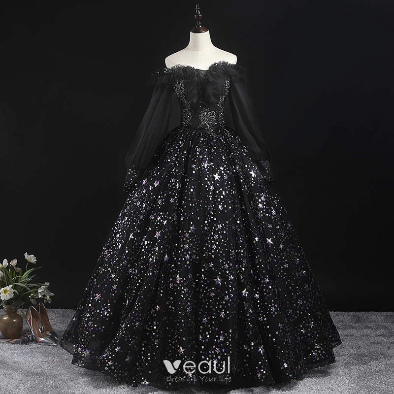 Buy Vintage Black Prom Dress Mermaid Sequin Evening Dress Princess Dress  Mermaid Bridal Gown Gothic Party Dress off Shoulder Graduation Gown Online  in India - Etsy