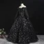 Style Victorien Noire Robe De Bal 2020 Robe Boule De l'épaule Gonflée Manches Longues Étoile Appliques Paillettes Longue Volants Dos Nu Robe De Ceremonie