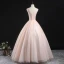 Chic / Beautiful Pearl Pink Prom Dresses 2020 Ball Gown V-Neck Sleeveless Butterfly Appliques Lace Beading Floor-Length / Long Ruffle Formal Dresses