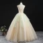Charming Champagne Prom Dresses 2020 Ball Gown V-Neck Sleeveless Floor-Length / Long Ruffle Backless Formal Dresses
