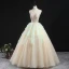 Charming Champagne Prom Dresses 2020 Ball Gown V-Neck Sleeveless Floor-Length / Long Ruffle Backless Formal Dresses