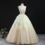 Charming Champagne Prom Dresses 2020 Ball Gown V-Neck Sleeveless Floor-Length / Long Ruffle Backless Formal Dresses