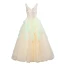 Charming Champagne Prom Dresses 2020 Ball Gown V-Neck Sleeveless Floor-Length / Long Ruffle Backless Formal Dresses