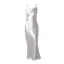 Elegant Holiday Gold Satin Summer Maxi Dresses 2020 Spaghetti Straps Sleeveless Backless Tea-length