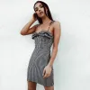 Affordable Black White Checked Summer Maxi Dresses 2020 Spaghetti Straps Sleeveless Backless Short Womens Clothing