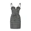 Abordable Noire Blanche à carreaux Été Robes longues 2020 Bretelles Spaghetti Sans Manches Dos Nu Courte Vêtements Femme