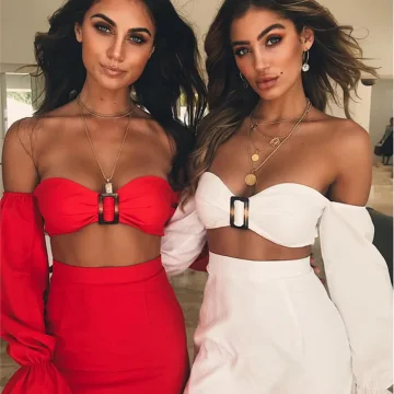 2 Pièces Vacances Été Robes Longues 2020 De L 039 Épaule Gonflée Manches Longues Dos Nu Courte Vêtements Femme