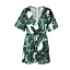 Affordable Green Floral Holiday Maxi Dresses 2020 Deep V-Neck 1/2 Sleeves Short Jumpsuit