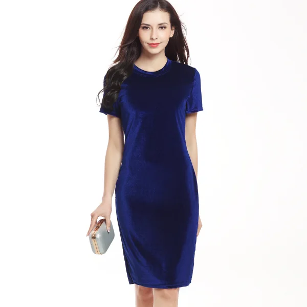 Simple Marron Daim Robes longues 2020 Encolure Dégagée Manches Courtes Courte Vêtements Femme