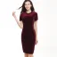 Simple Marron Daim Robes longues 2020 Encolure Dégagée Manches Courtes Courte Vêtements Femme