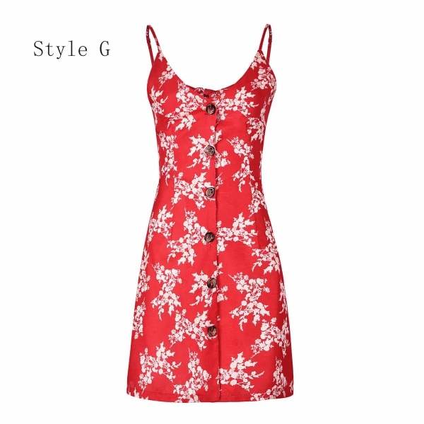 Chic / Belle Été Watermelon Rouge Floral Robes longues 2020 Bretelles Spaghetti Sans Manches Dos Nu Plage Courte Vêtements Femme