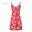 Chic / Belle Été Watermelon Rouge Floral Robes longues 2020 Bretelles Spaghetti Sans Manches Dos Nu Plage Courte Vêtements Femme