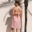 Chic / Belle Été Watermelon Rouge Floral Robes longues 2020 Bretelles Spaghetti Sans Manches Dos Nu Plage Courte Vêtements Femme