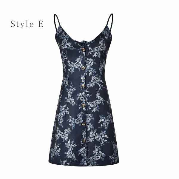 Chic / Belle Été Watermelon Rouge Floral Robes longues 2020 Bretelles Spaghetti Sans Manches Dos Nu Plage Courte Vêtements Femme