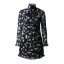 Chic / Belle Bleu Marine Plage Été Robes longues 2020 Col Haut Manches Longues Floral Tulle Courte Vêtements Femme