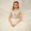 Illusion Champagne See-through Bridal Wedding Dresses 2020 Ball Gown High Neck Short Sleeve Backless Beading Glitter Tulle Cathedral Train