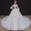 Style Victorien Ivoire Transparentes La Mariée Robe De Mariée 2020 Robe Boule Col Haut Gonflée Manches Longues Dos Nu Appliques Paillettes Perlage Cathedral Train Volants
