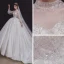 Style Victorien Ivoire Transparentes La Mariée Robe De Mariée 2020 Robe Boule Col Haut Gonflée Manches Longues Dos Nu Appliques Paillettes Perlage Cathedral Train Volants