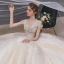 High-end Champagne Bridal Wedding Dresses 2020 Ball Gown Off-The-Shoulder Short Sleeve Backless Appliques Lace Beading Pearl Cathedral Train Ruffle