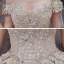 High-end Champagne Bridal Wedding Dresses 2020 Ball Gown Off-The-Shoulder Short Sleeve Backless Appliques Lace Beading Pearl Cathedral Train Ruffle