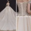 High-end Champagne Bridal Wedding Dresses 2020 Ball Gown Off-The-Shoulder Short Sleeve Backless Appliques Lace Beading Pearl Cathedral Train Ruffle