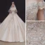 High-end Champagne Bridal Wedding Dresses 2020 Ball Gown Off-The-Shoulder Short Sleeve Backless Appliques Lace Beading Pearl Cathedral Train Ruffle