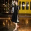 Chic / Beautiful Black Homecoming Graduation Dresses 2020 A-Line / Princess See-through Scoop Neck 3/4 Sleeve Sequins Tea-length Ruffle Little Black Dress