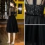Chic / Beautiful Black Homecoming Graduation Dresses 2020 A-Line / Princess See-through Scoop Neck 3/4 Sleeve Sequins Tea-length Ruffle Little Black Dress